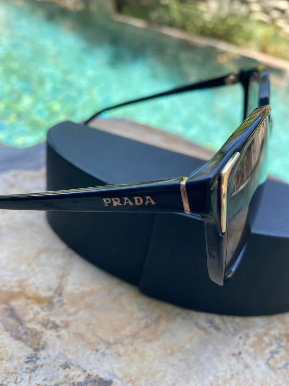 Authentic Prada Black Butterfly Frame Sunglasses with Dark Lenses SPR01O 1AB-3M1